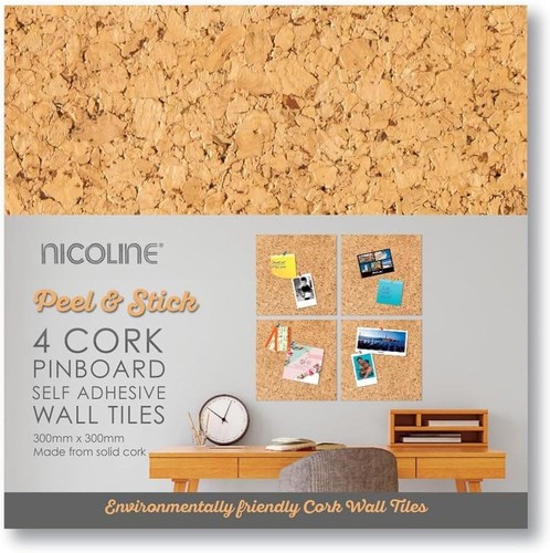 Cork pin board tiles self - cork,